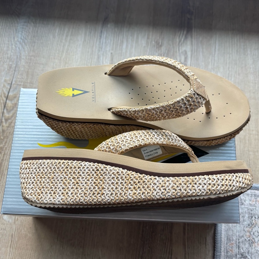 Volatile Women's Cream Wedge Sandals